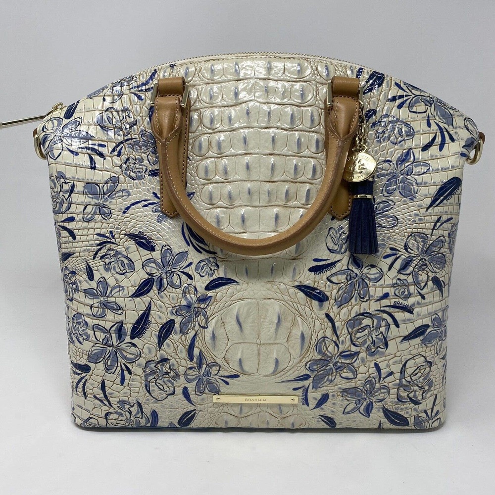 Brahmin Large Duxbury Satchel in Indigo Palaminto - Top Handle Bag